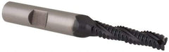 Hertel - 1/4" Diam, Coarse Pitch, 1-1/8" LOC, 3 Flute Cobalt Roughing Square End Mill - TiAlN Finish, 15/16" OAL, 3/8" Shank Diam, Single End, Centercutting, 30° Helix - Benchmark Tooling