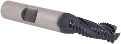 Hertel - 5/16" Diam, Coarse Pitch, 3/4" LOC, 3 Flute Cobalt Roughing Square End Mill - TiAlN Finish, 3-3/8" OAL, 3/8" Shank Diam, Single End, Centercutting, 30° Helix - Benchmark Tooling