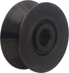 Accurate Bushing - 1" Bore, 4-1/2" Roller Diam x 1-3/4" Roller Width, Carbon Steel V-Grooved Yoke Roller - 14,300 Lb Dynamic Load Capacity, 1-13/16" Overall Width - Benchmark Tooling