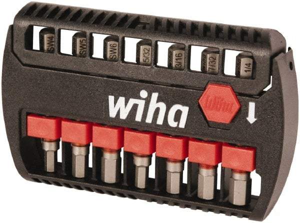 Wiha - 7 Piece, Bit Set - 5/32 to 1/4", 4 to 6mm Hex, Hex Point - Benchmark Tooling