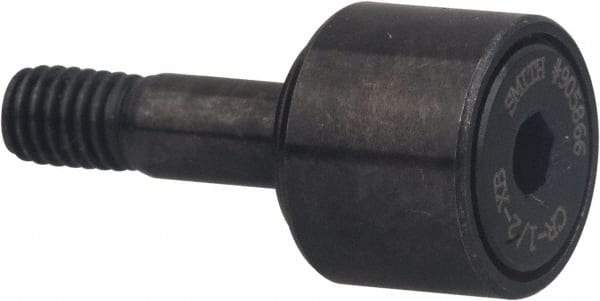 Accurate Bushing - 4" Roller Diam x 2-1/4" Width, 1-1/2" Stud Diam x 3-1/2" Length, Stud Cam Follower with Hex - Carbon Steel, 1-1/2" Thread Length, 1-1/2-12 Thread, 5-3/4" OAL, 35,980 Lb Dynamic Cap - Benchmark Tooling