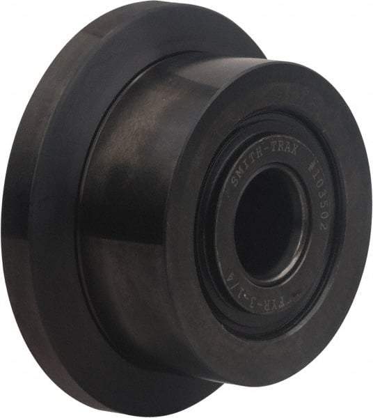 Accurate Bushing - 1" Bore, 3-1/4" Roller Diam x 1-3/4" Roller Width, Carbon Steel Flanged Yoke Roller - 14,300 Lb Dynamic Load Capacity, 1-13/16" Overall Width - Benchmark Tooling