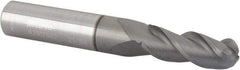 Accupro - 21/64" Diam, 7/8" LOC, 3 Flute Solid Carbide Ball End Mill - nACRo Finish, Single End, 2-1/2" OAL, 3/8" Shank Diam, Spiral Flute - Benchmark Tooling