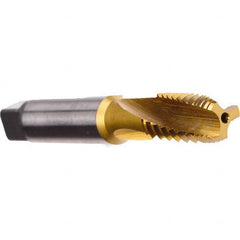 Emuge - TiN Coated, Cobalt, Interrupted Thread Pipe Tap - 2-7/16 Inch Overall Length, 1.06 Inch Thread Length, 0.42 Inch Square Size, Series KEG - Benchmark Tooling