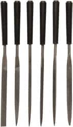 Stanley - 6 Piece Needle Pattern File Set - 4" File Length, Smooth Coarseness, Set Includes Flat, Square, Half Round, Triangle, Flat Parallel, Flat Tapered - Benchmark Tooling
