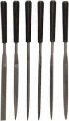 Stanley - 6 Piece Needle Pattern File Set - 4" File Length, Smooth Coarseness, Set Includes Flat, Square, Half Round, Triangle, Flat Parallel, Flat Tapered - Benchmark Tooling