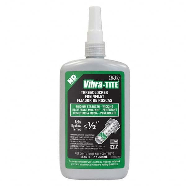 Vibra-Tite - 250 mL Bottle, Green, Medium Strength - Wicking Grade Threadlocker - Benchmark Tooling