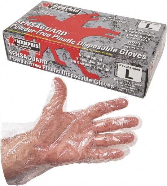 MCR Safety - Size XL, 0.4 mil, Industrial Grade, Powder Free Polyethylene Disposable Gloves - Exact Industrial Supply