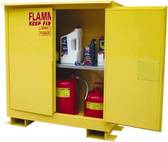 Securall Cabinets - 2 Door, 1 Shelf, Yellow Steel Standard Safety Cabinet for Flammable and Combustible Liquids - 48" High x 43" Wide x 18" Deep, Manual Closing Door, 3 Point Key Lock, 30 Gal Capacity - Benchmark Tooling