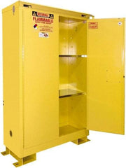 Securall Cabinets - 2 Door, 2 Shelf, Yellow Steel Standard Safety Cabinet for Flammable and Combustible Liquids - 71" High x 31" Wide x 31" Deep, Self Closing Door, 3 Point Key Lock, 60 Gal Capacity - Benchmark Tooling