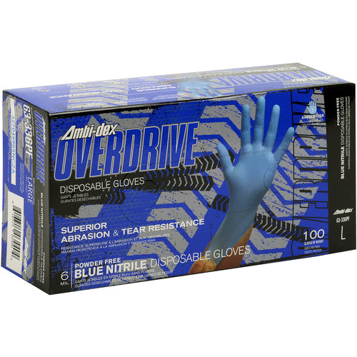 ‎63-336PF/XL Disposable Gloves - Ambi-Dex Overdrive Disposable Nitrile - 6 mil Blue - Powder Free