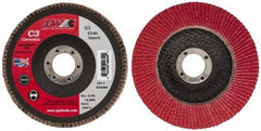 Camel Grinding Wheels - 60 Grit, 5" Disc Diam, 7/8" Center Hole, Ceramic Flap Disc - 12,200 Max RPM, Polyester Backing, Arbor Attaching System, Coated - Benchmark Tooling