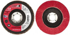Camel Grinding Wheels - 80 Grit, 5" Disc Diam, 7/8" Center Hole, Ceramic Flap Disc - 12,200 Max RPM, Polyester Backing, Arbor Attaching System, Coated - Benchmark Tooling