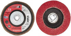 Camel Grinding Wheels - 40 Grit, 5" Disc Diam, 5/8-11 Center Hole, Ceramic Flap Disc - 12,200 Max RPM, Polyester Backing, Arbor Attaching System, Coated - Benchmark Tooling