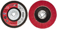Camel Grinding Wheels - 60 Grit, 5" Disc Diam, 5/8-11 Center Hole, Ceramic Flap Disc - 12,200 Max RPM, Polyester Backing, Arbor Attaching System, Coated - Benchmark Tooling