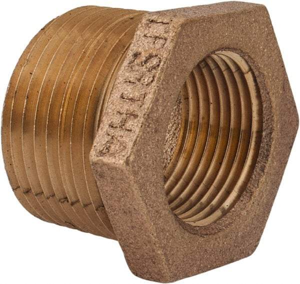 Merit Brass - Class 125, 1 x 3/4" Internal Pipe, Lead Free Brass Hex Bushing - MNPT x FNPT - Benchmark Tooling