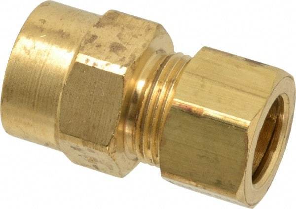 Parker - 5/8" OD, Brass Female Connector - 150 Max Working psi, -65 to 250°F, Comp x FNPT Ends - Benchmark Tooling