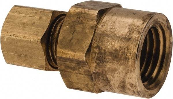 Parker - 1/4" OD, Brass Female Connector - 300 Max Working psi, -65 to 250°F, Comp x FNPT Ends - Benchmark Tooling