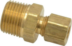Parker - 1/4" OD, Brass Male Connector - 300 Max Working psi, -65 to 250°F, Comp x MNPT Ends - Benchmark Tooling