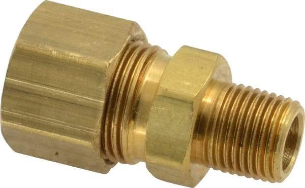 Parker - 3/8" OD, Brass Male Connector - 200 Max Working psi, -65 to 250°F, Comp x MNPT Ends - Benchmark Tooling
