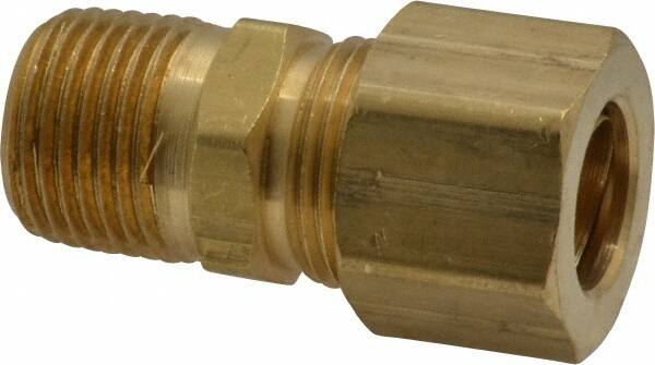 Parker - 1/2" OD, Brass Male Connector - 200 Max Working psi, -65 to 250°F, Comp x MNPT Ends - Benchmark Tooling