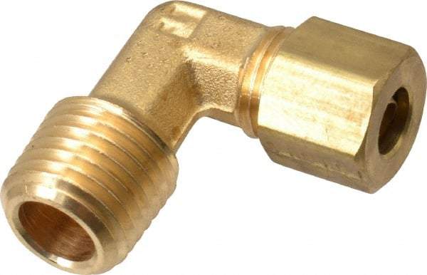 Parker - 1/4" OD, Brass Male Elbow - 300 Max Working psi, -65 to 250°F, Comp x MNPT Ends - Benchmark Tooling