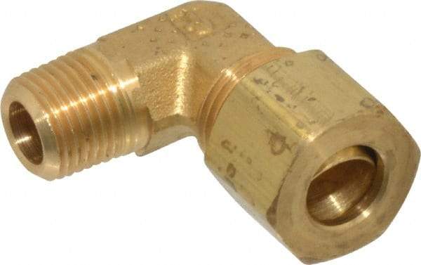 Parker - 5/16" OD, Brass Male Elbow - 300 Max Working psi, -65 to 250°F, Comp x MNPT Ends - Benchmark Tooling