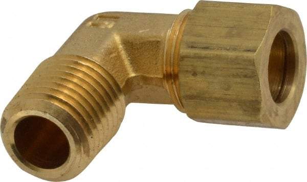 Parker - 3/8" OD, Brass Male Elbow - 200 Max Working psi, -65 to 250°F, Comp x MNPT Ends - Benchmark Tooling