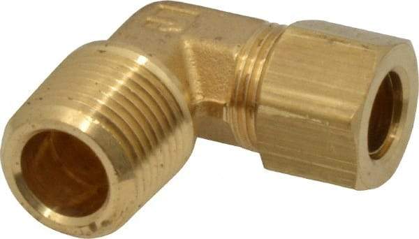 Parker - 3/8" OD, Brass Male Elbow - 200 Max Working psi, -65 to 250°F, Comp x MNPT Ends - Benchmark Tooling