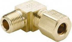 Parker - 7/16" OD, Brass Male Elbow - 200 Max Working psi, -65 to 250°F, Comp x MNPT Ends - Benchmark Tooling