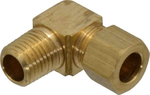 Parker - 3/8" OD, Brass Male Elbow - 200 Max Working psi, -65 to 250°F, Comp x MNPT Ends - Benchmark Tooling