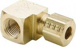 Parker - 1/4" OD, Brass Female Elbow - 300 Max Working psi, -65 to 250°F, Comp x FNPT Ends - Benchmark Tooling
