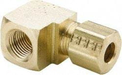 Parker - 1/4" OD, Brass Female Elbow - 300 Max Working psi, -65 to 250°F, Comp x FNPT Ends - Benchmark Tooling
