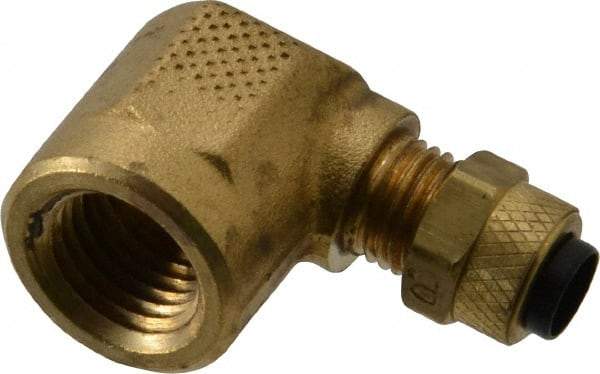 Parker - 1/4" OD, Brass Female Elbow - 150 Max Working psi, 0 to 150°F, Comp x FNPT Ends - Benchmark Tooling