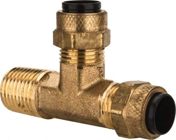Parker - 3/8" OD, Brass Male Run Tee - 150 Max Working psi, 0 to 150°F, Comp x MNPT x Comp Ends - Benchmark Tooling