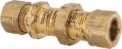 Parker - 3/8" OD, Brass Bulkhead Union - 1,000 Max Working psi, -65 to 250°F, Comp x Comp Ends - Benchmark Tooling