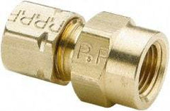 Parker - 5/8" OD, Brass Female Connector - 650 Max Working psi, -65 to 250°F, Comp x FNPT Ends - Benchmark Tooling