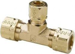 Parker - 1/2 x 1/2 x 3/8" OD, Brass Union Tee - 1,000 Max Working psi, -65 to 250°F, Comp x Comp x Comp Ends - Benchmark Tooling