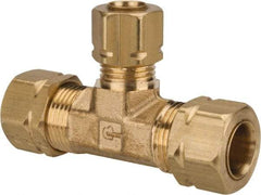 Parker - 3/8 x 3/8 x 1/4" OD, Brass Union Tee - 1,400 Max Working psi, -65 to 250°F, Comp x Comp x Comp Ends - Benchmark Tooling