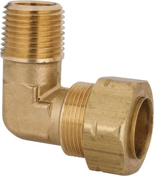 Parker - 3/4" OD, Brass Male Elbow - 550 Max Working psi, -65 to 250°F, Comp x MNPT Ends - Benchmark Tooling