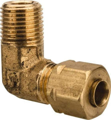 Parker - 3/16" OD, Brass Male Elbow - 1,900 Max Working psi, -65 to 250°F, Comp x MNPT Ends - Benchmark Tooling