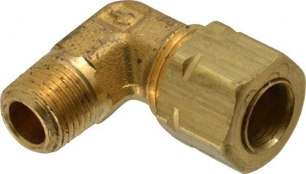 Parker - 5/16" OD, Brass Male Elbow - 1,200 Max Working psi, -65 to 250°F, Comp x MNPT Ends - Benchmark Tooling