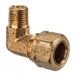 Parker - 3/8" OD, Brass Male Elbow - 1,000 Max Working psi, -65 to 250°F, Comp x MNPT Ends - Benchmark Tooling