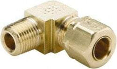 Parker - 3/8" OD, Brass Male Elbow - 1,000 Max Working psi, -65 to 250°F, Comp x MNPT Ends - Benchmark Tooling