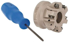 Iscar - 1.628" Cut Diam, 3/4" Arbor Hole, 0.08" Max Depth of Cut, 30° Indexable Chamfer & Angle Face Mill - 6 Inserts, H600 WXCU 05 Insert, Right Hand Cut, 6 Flutes, Through Coolant, Series Helido - Benchmark Tooling