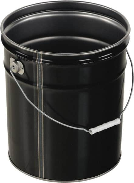 Vestil - 5 Gal Black Steel Pail - 13-3/8" High - Benchmark Tooling