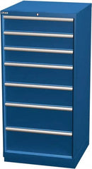 LISTA - 7 Drawer, Modular Storage Cabinet - Steel, 28-1/4" Wide x 28-1/2" Deep x 59-1/2" High, Blue - Benchmark Tooling