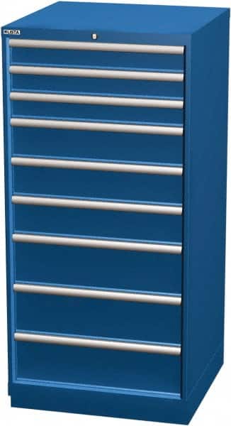 LISTA - 9 Drawer, Modular Storage Cabinet - Steel, 28-1/4" Wide x 28-1/2" Deep x 59-1/2" High, Blue - Benchmark Tooling