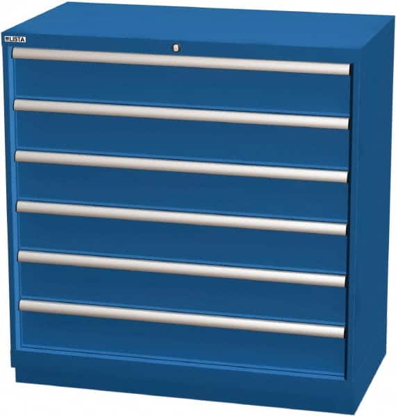LISTA - 6 Drawer, Modular Storage Cabinet - Steel, 40-1/4" Wide x 22-1/2" Deep x 41-3/4" High, Blue - Benchmark Tooling
