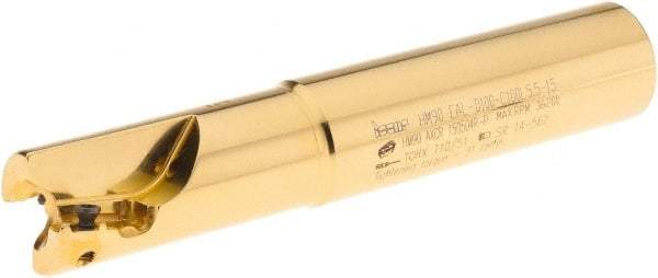 Iscar - 1" Cut Diam, 0.531" Max Depth of Cut, 1" Shank Diam, 5-1/2" OAL, Indexable Square Shoulder End Mill - Cylindrical Shank, 90° Lead Angle, Through Coolant, Series Helialu - Benchmark Tooling